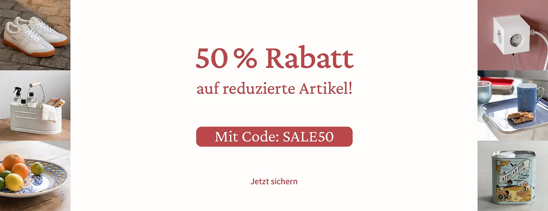 Jetzt sichern 50 Prozent Rabatt auf Sale